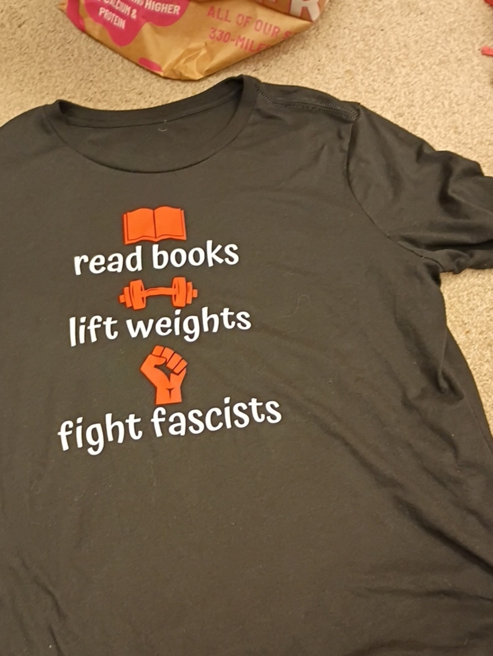 Black Graphic Tee - Read Books Lift Weights Fight Fascists